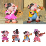 Max Miniature Dollhouse Bonsai Craft Garden Landscape Resin Pig Decor Play the Violin B