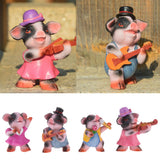 Max Miniature Dollhouse Bonsai Craft Garden Landscape Resin Pig Decor Play the Violin B