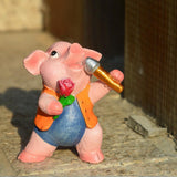 Max 4x Funny Cute Pig Garden Statue Resin Lawn Ornaments Deco Spotted Pig Family