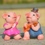 Max 4x Funny Cute Pig Garden Statue Resin Lawn Ornaments Deco Spotted Pig Family