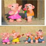 Max 4x Funny Cute Pig Garden Statue Resin Lawn Ornaments Deco Spotted Pig Family