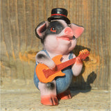 Max 4x Funny Cute Pig Garden Statue Resin Lawn Ornaments Deco Spotted Pig Family