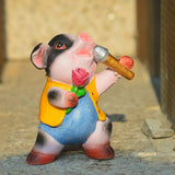 Max 4x Funny Cute Pig Garden Statue Resin Lawn Ornaments Deco Spotted Pig Family