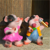 Max 4x Funny Cute Pig Garden Statue Resin Lawn Ornaments Deco Spotted Pig Family