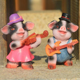 Max 4x Funny Cute Pig Garden Statue Resin Lawn Ornaments Deco Spotted Pig Family