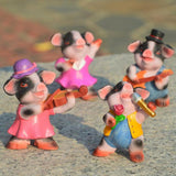 Max 4x Funny Cute Pig Garden Statue Resin Lawn Ornaments Deco Spotted Pig Family