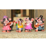 Max 4x Funny Cute Pig Garden Statue Resin Lawn Ornaments Deco Spotted Pig Family