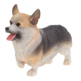 Max Resin Craft Standing Corgi Dog Figurine Home Decor Collectibles Three-colour