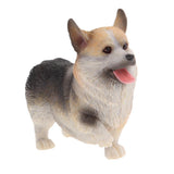 Max Resin Craft Standing Corgi Dog Figurine Home Decor Collectibles Three-colour