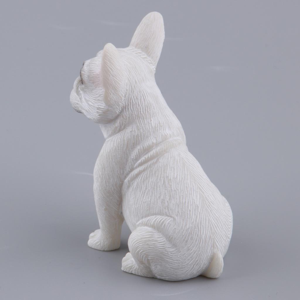 Max French Bulldog Figurine Model Garden Home Decor White Sitting