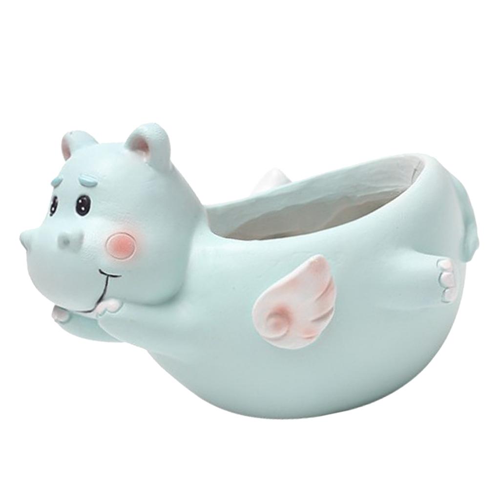 Max Resin Flowerpot Cartoon Succulent Plant Flowerpot Home Table Decor Hippo