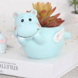 Max Resin Flowerpot Cartoon Succulent Plant Flowerpot Home Table Decor Hippo
