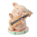 Max Miniature Pig Model Statue Fairy Garden Decor Toy Acting cute Guitar pig