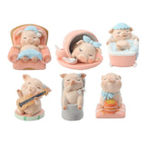 Max Miniature Pig Model Statue Fairy Garden Decor Toy Acting cute Guitar pig