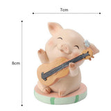 Max Miniature Pig Model Statue Fairy Garden Decor Toy Acting cute Guitar pig