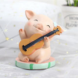 Max Miniature Pig Model Statue Fairy Garden Decor Toy Acting cute Guitar pig