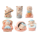 Max Miniature Pig Model Statue Fairy Garden Decor Toy Acting cute Guitar pig