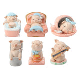 Max Miniature Pig Model Statue Fairy Garden Decor Toy Acting cute Guitar pig