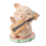 Max Miniature Pig Model Statue Fairy Garden Decor Toy Acting cute Guitar pig