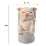 Max Miniature Pig Model Statue Fairy Garden Decor Toy Acting cute Toilet of pig