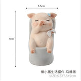 Max Miniature Pig Model Statue Fairy Garden Decor Toy Acting cute Toilet of pig