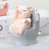 Max Miniature Pig Model Statue Fairy Garden Decor Toy Acting cute Toilet of pig