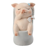 Max Miniature Pig Model Statue Fairy Garden Decor Toy Acting cute Toilet of pig