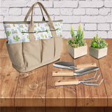 Max Canvas Cactus Printed Gardening Tool Organizer Tote Bag with Multi-Pockets
