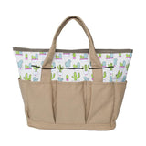 Max Canvas Cactus Printed Gardening Tool Organizer Tote Bag with Multi-Pockets