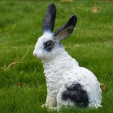 Max Resin Rabbit Statue Bunny Garden Sculpture Lawn Yard Art Decor Black White