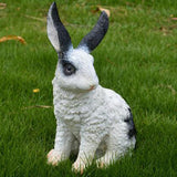 Max Resin Rabbit Statue Bunny Garden Sculpture Lawn Yard Art Decor Black White