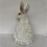 Max Resin Rabbit Statue Bunny Garden Sculpture Lawn Yard Art Decor White