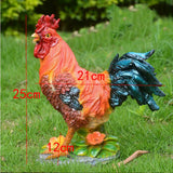 Max Resin Rooster Figurine Garden Yard Ornament Farm Animal Decor Red Brown