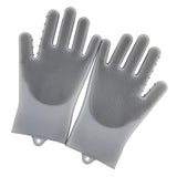 Max Silicone Dish Washing Cleaning Gloves Scrubber Household Kitchen Grey
