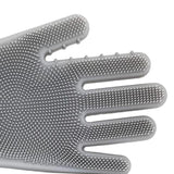 Max Silicone Dish Washing Cleaning Gloves Scrubber Household Kitchen Grey