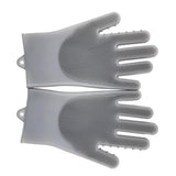 Max Silicone Dish Washing Cleaning Gloves Scrubber Household Kitchen Grey