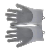 Max Silicone Dish Washing Cleaning Gloves Scrubber Household Kitchen Grey