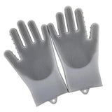 Max Silicone Dish Washing Cleaning Gloves Scrubber Household Kitchen Grey