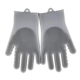 Max Silicone Dish Washing Cleaning Gloves Scrubber Household Kitchen Grey