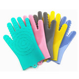 Max Silicone Dish Washing Cleaning Gloves Scrubber Household Kitchen Grey