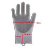 Max Silicone Dish Washing Cleaning Gloves Scrubber Household Kitchen Grey