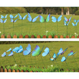 Max 12 Pieces Garden Yard Planter Butterfly Stakes Lawn Decor Ornaments Blue