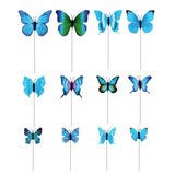 Max 12 Pieces Garden Yard Planter Butterfly Stakes Lawn Decor Ornaments Blue