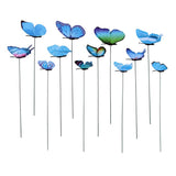 Max 12 Pieces Garden Yard Planter Butterfly Stakes Lawn Decor Ornaments Blue