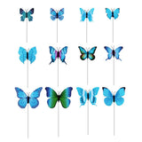 Max 12 Pieces Garden Yard Planter Butterfly Stakes Lawn Decor Ornaments Blue