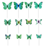 Max 12 Pieces Garden Yard Planter Butterfly Stakes Lawn Decor Ornaments Green