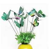 Max 12 Pieces Garden Yard Planter Butterfly Stakes Lawn Decor Ornaments Green