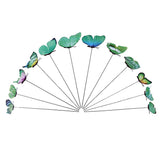 Max 12 Pieces Garden Yard Planter Butterfly Stakes Lawn Decor Ornaments Green
