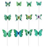 Max 12 Pieces Garden Yard Planter Butterfly Stakes Lawn Decor Ornaments Green