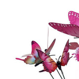 Max 12 Pieces Garden Yard Planter Butterfly Stakes Lawn Decor Ornaments Rose Red